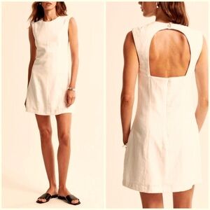 Abercrombie and Fitch Creme Linen Blend Shell Mini Dress